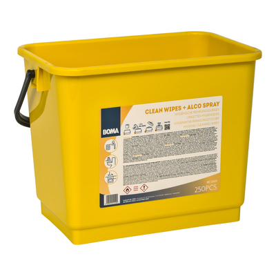 730058D: Seau 4L JAUNE + étiquette Alco-Wipes