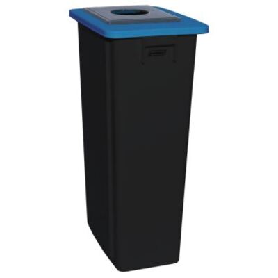 750437: Bomabin Select Flat avec couvercle pour bouteilles - 60 l - NOIR - couvercle BLEU