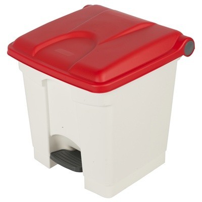 755425: Bomabin Select Pedal Classic - 30 l - BLANC - couvercle ROUGE