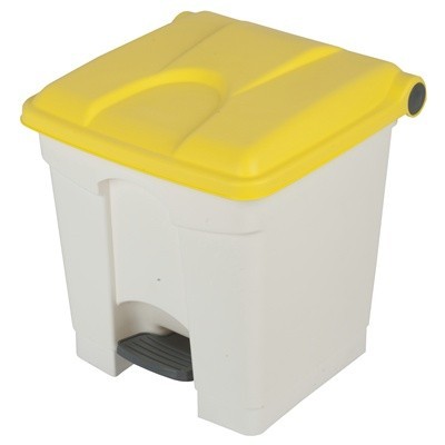 755426: Bomabin Select Pedal Classic - 30 l - BLANC - couvercle JAUNE