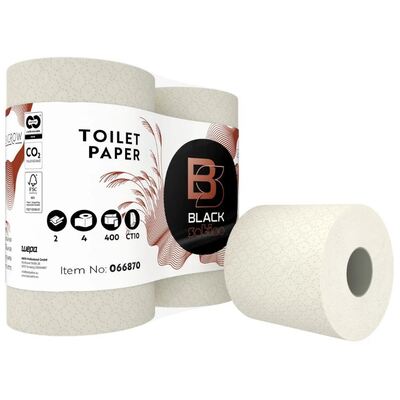 770158: Black Satino GreenGrow Papier toilette traditionnel - Miscanthus - 2 plis - 400 feuilles - gaufr - NATUREL - 40 rouleaux (10x4) - 066870/066871