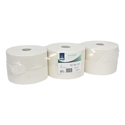 773011: Papier toilette Maxi Jumbo- tissu recyclé - 2 plis - 380 m - BLANC - 6 rouleaux