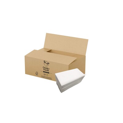 776004: Essuie-mains Singlefold - tissu en bambou - 2 plis - 21,5 x 21,5 cm - BLANC - 3200 pièces (20 x 160) - Cheeky Panda