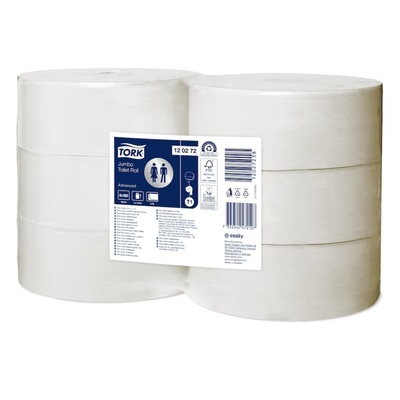 T120274: Tork Toilet Paper Jumbo Roll - 2 plis - 360 m x 9.4 cm - BLANC - 6 pièces - 120272
